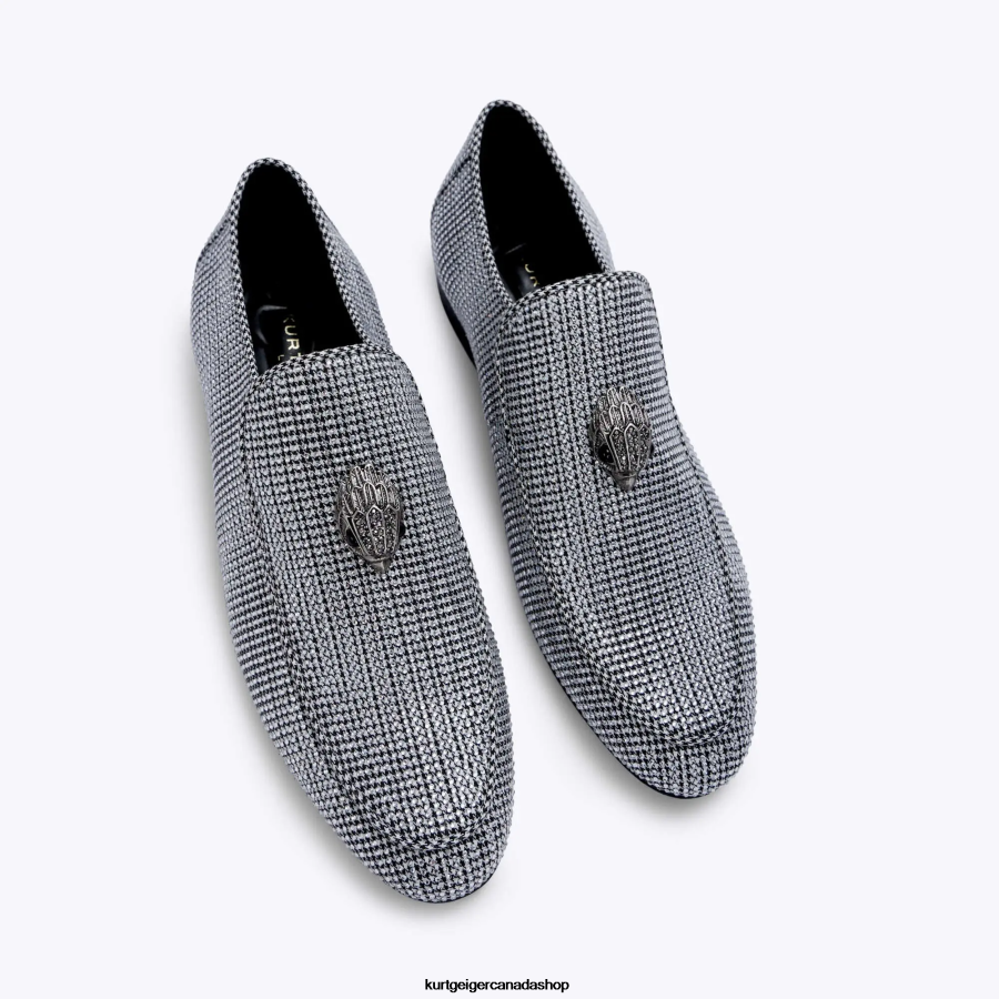 Kurt Geiger London Hugh Eagle Herringbone Men | Footwears Silver 820JZJ629