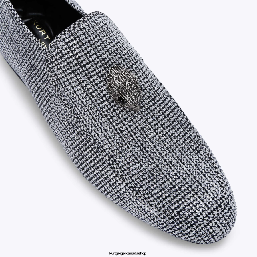 Kurt Geiger London Hugh Eagle Herringbone Men | Footwears Silver 820JZJ629