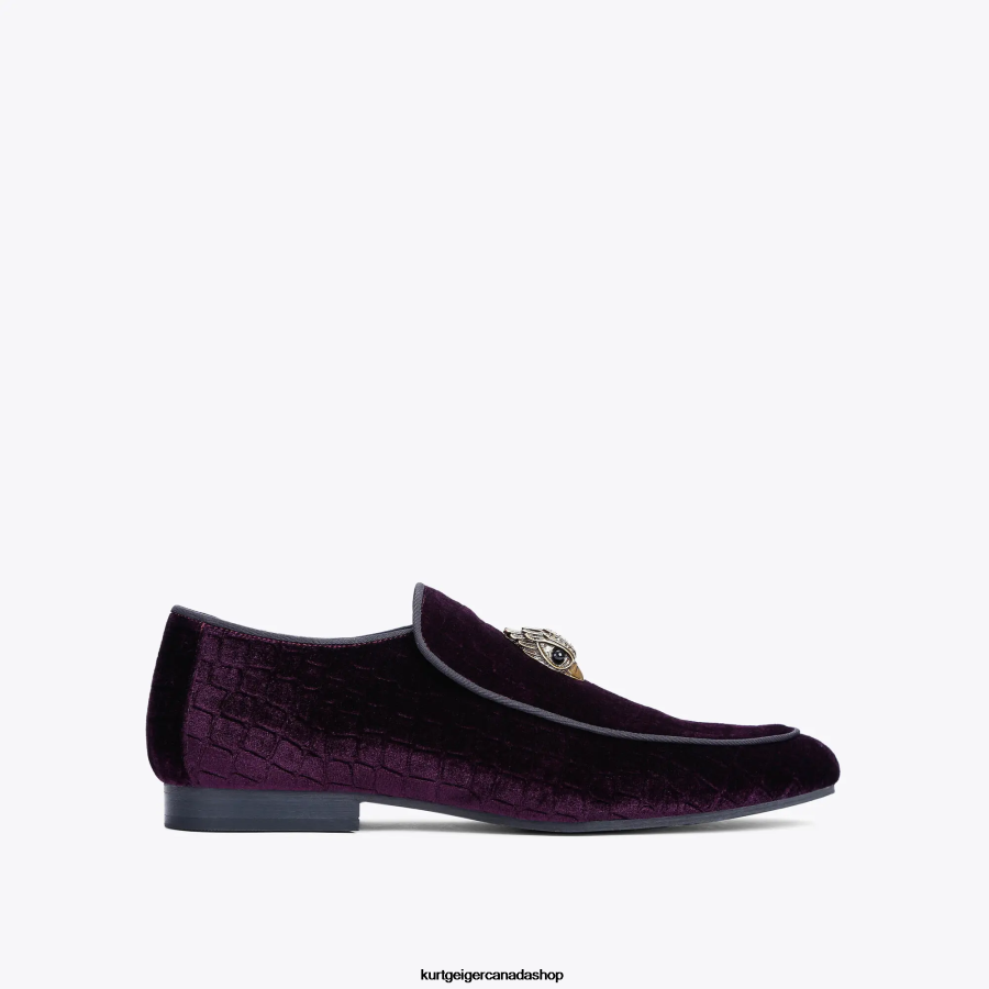 Kurt Geiger London Hugh Eagle Velvet Men | Footwears Purple 820JZJ630