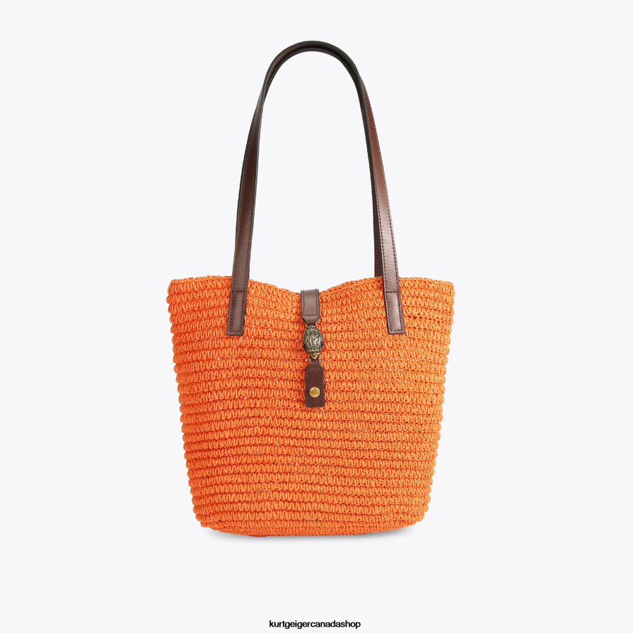 Kurt Geiger London Hampton Raffia Tote Women | Bags Orange 820JZJ458