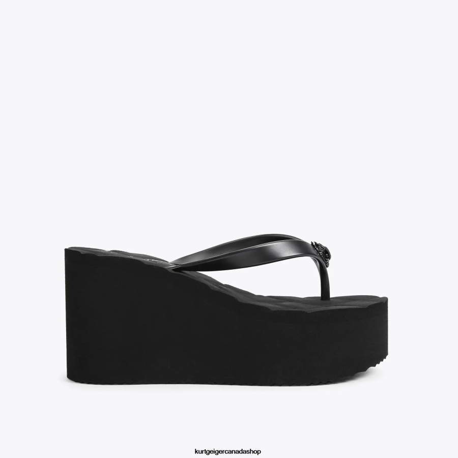 Kurt Geiger London Kensington Flipflop Wedge Women | Footwears Black 820JZJ434